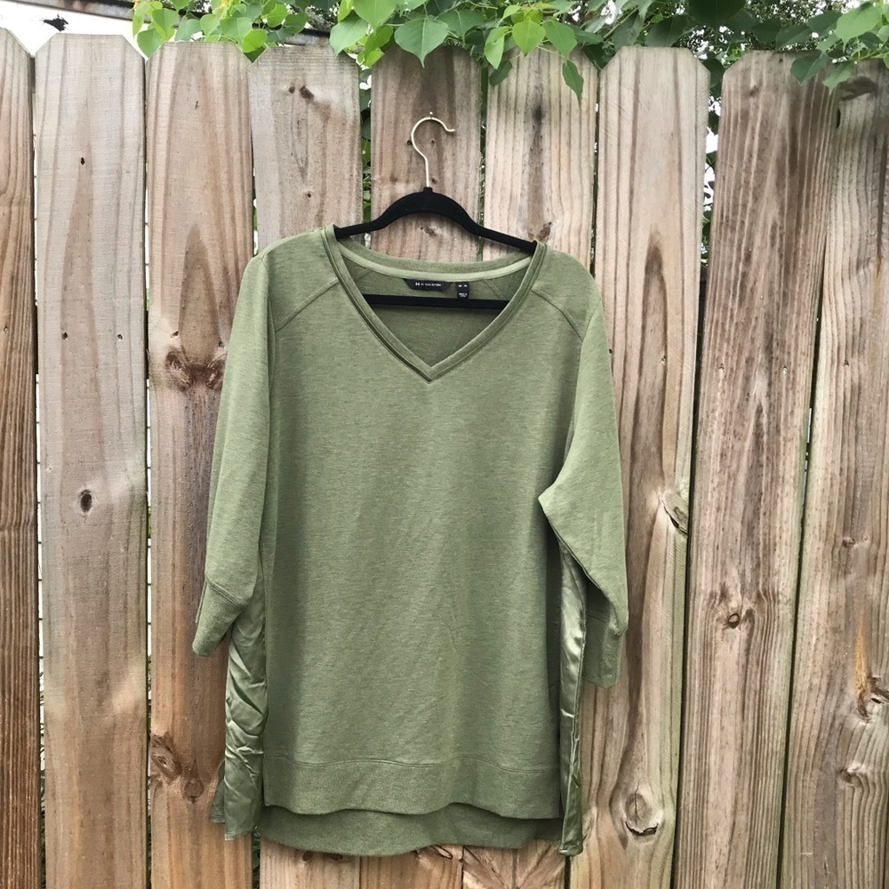 HALSTON ESSENTIALS LONG-SLEEVE TOP Size XL T36